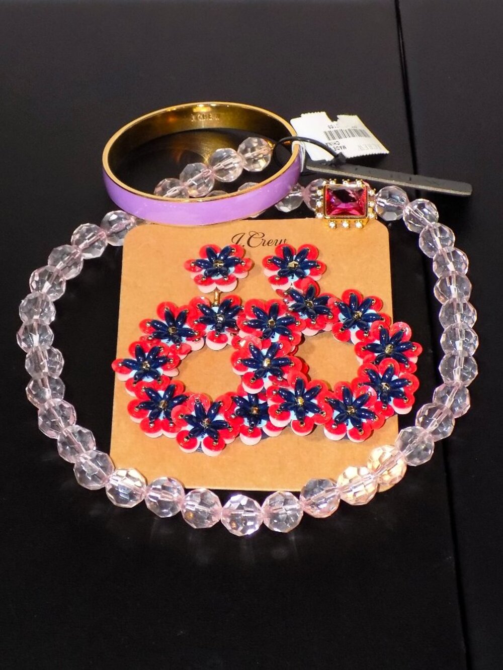 Lot of 4 J. Crew Ring, Necklace, New Earrings & Bangle Bracelet Bundle